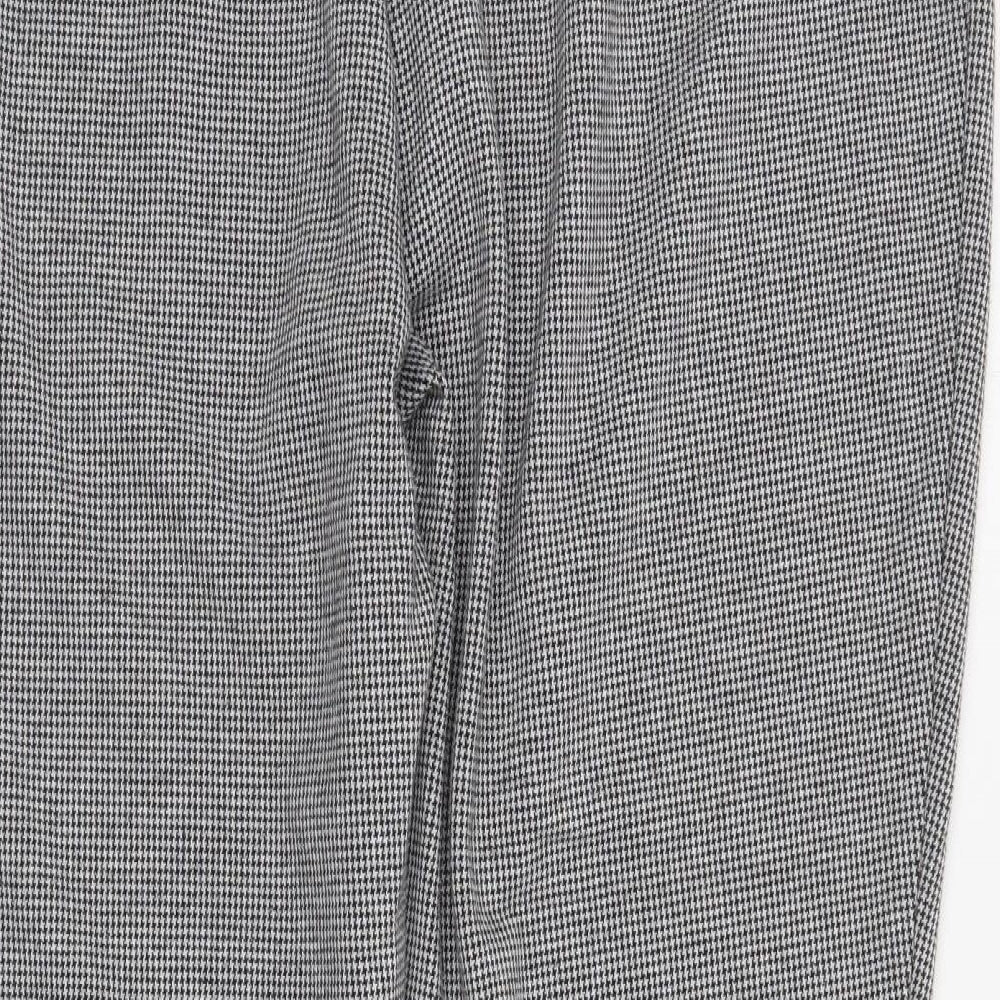 Studio Womens Black Houndstooth Polyester Cropped Trousers Size 20 L26 in Regular