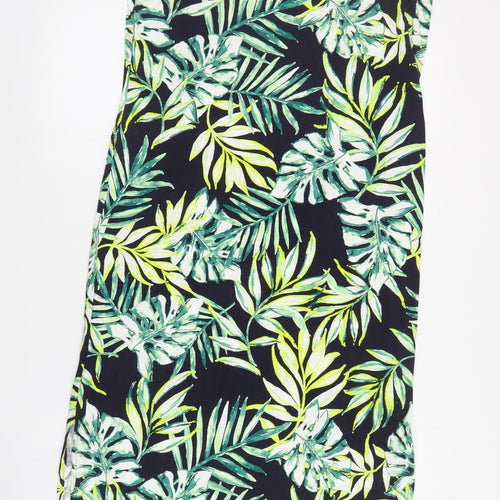 F&F Womens Green Geometric Viscose Tank Dress  Size 16  Round Neck Pullover - Leaf print