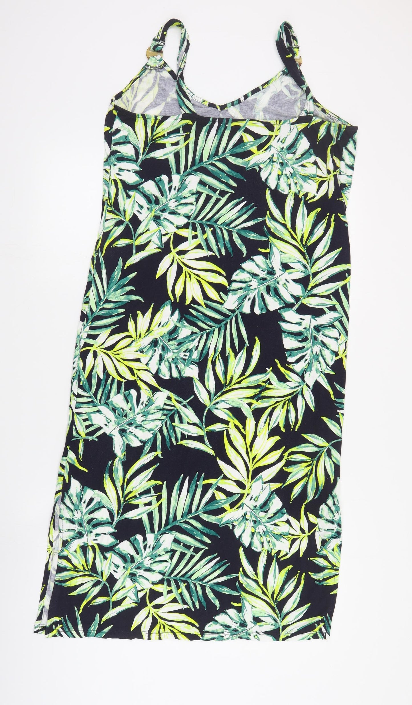 F&F Womens Green Geometric Viscose Tank Dress  Size 16  Round Neck Pullover - Leaf print