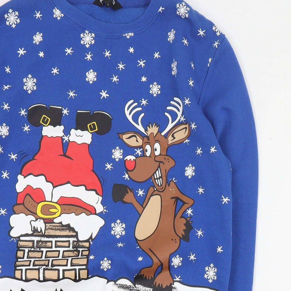 Peacocks Mens Blue  Cotton Pullover Sweatshirt Size S   - Christmas