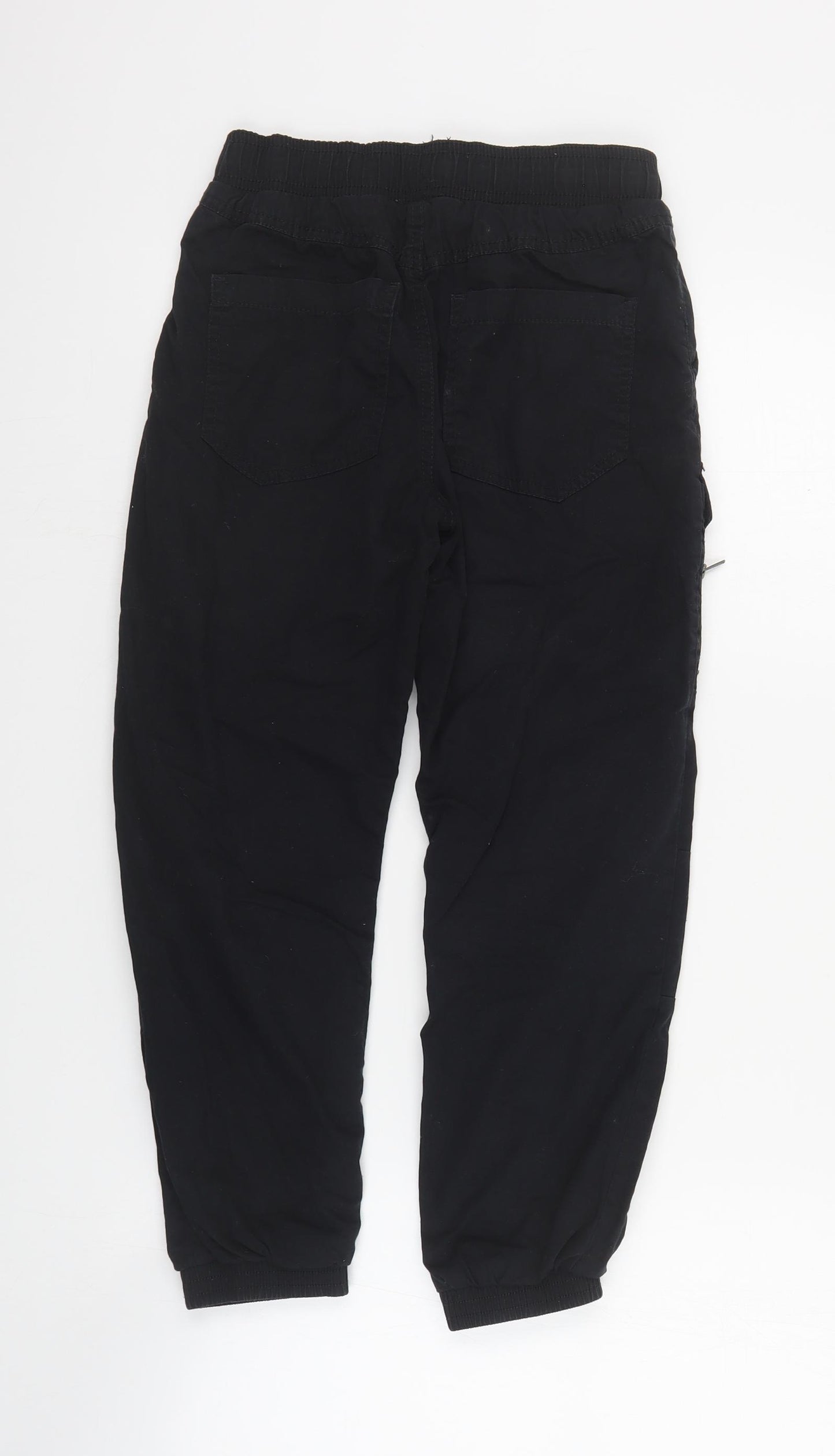 F&F Boys Black  Cotton Cargo Trousers Size 8-9 Years  Regular Drawstring