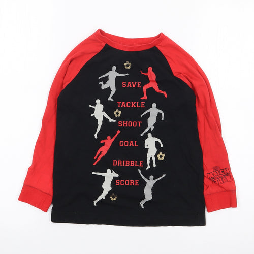 Preworn Boys Black Solid Cotton  Pyjama Top Size 7 Years  Pullover - Match Attack, Football