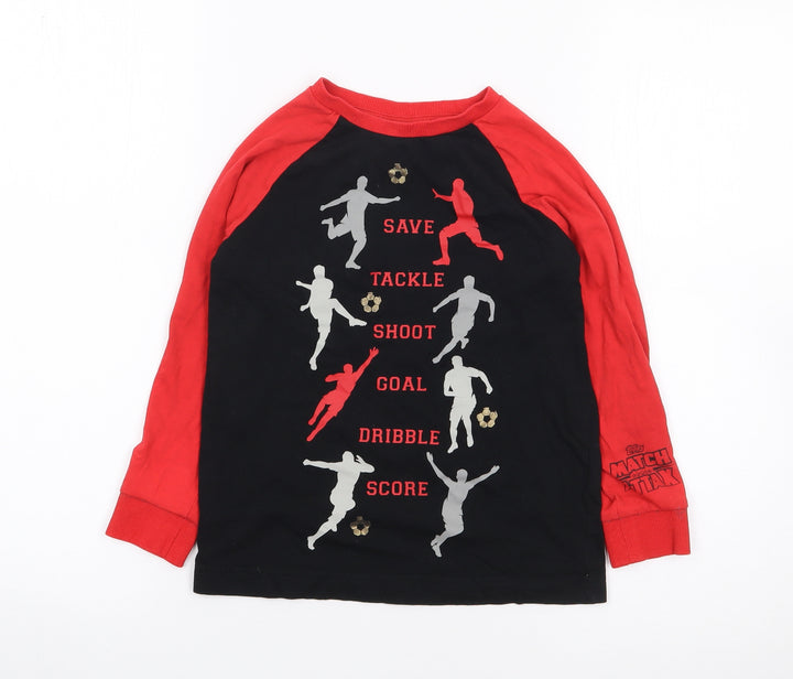 Preworn Boys Black Solid Cotton  Pyjama Top Size 7 Years  Pullover - Match Attack, Football