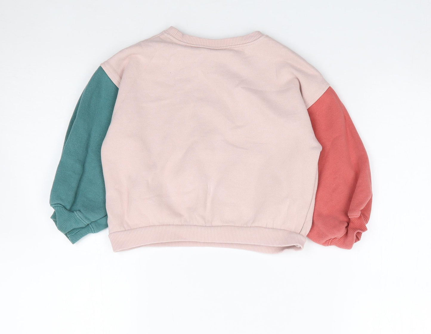 Zara Girls Multicoloured Colourblock Cotton Pullover Sweatshirt Size 3-4 Years  Pullover