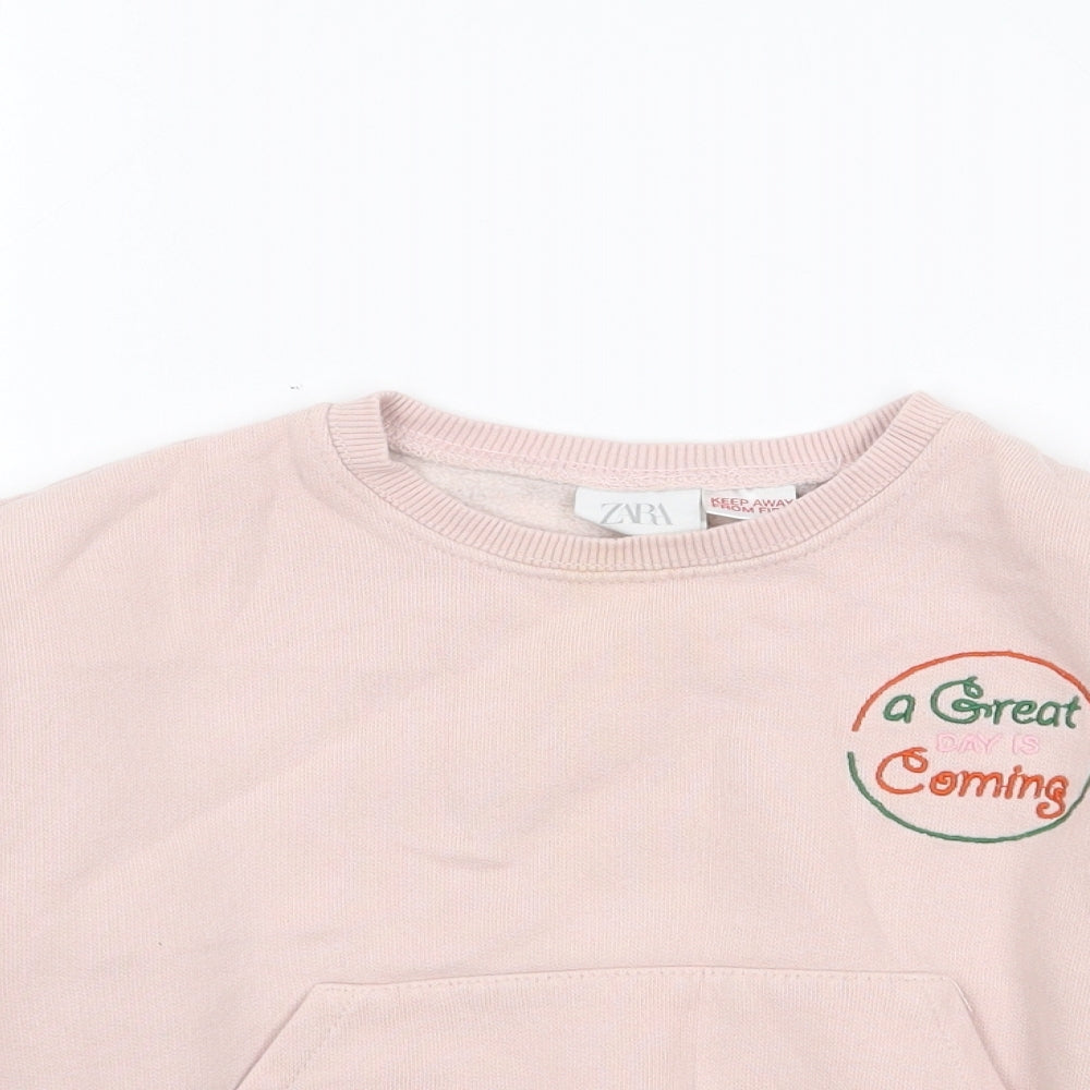 Zara Girls Multicoloured Colourblock Cotton Pullover Sweatshirt Size 3-4 Years  Pullover