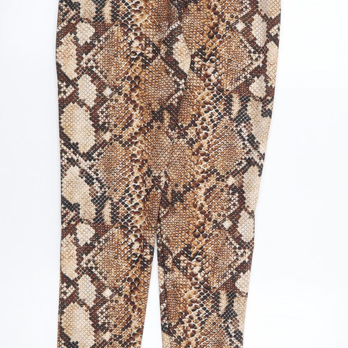 Missguided Womens Brown Animal Print Polyester Trousers  Size XS L27 in Regular