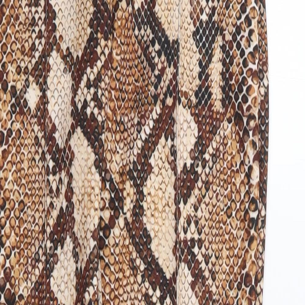 Missguided Womens Brown Animal Print Polyester Trousers  Size XS L27 in Regular