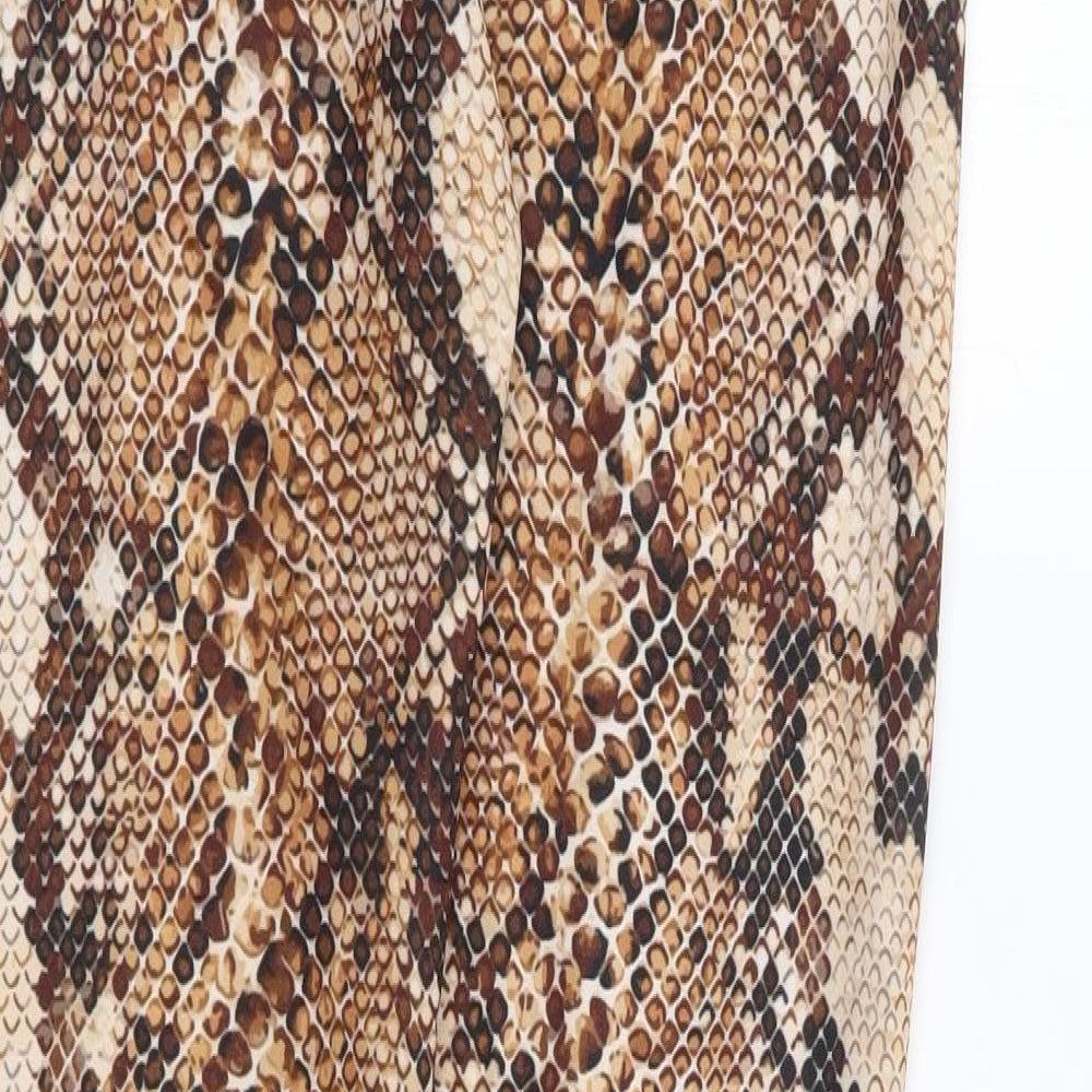 Missguided Womens Brown Animal Print Polyester Trousers  Size XS L27 in Regular