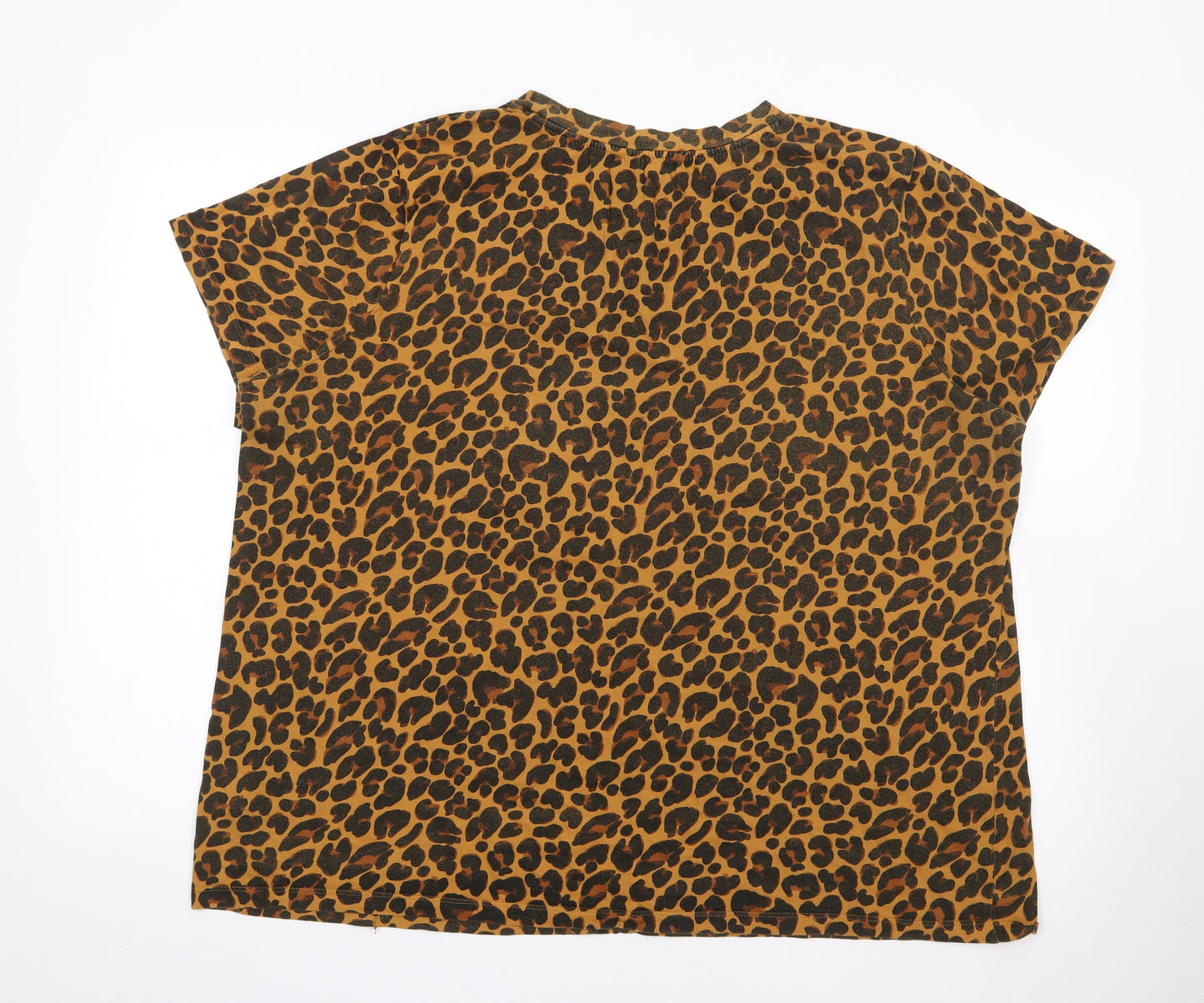 Simply Be Womens Brown Animal Print 100% Cotton Jersey T-Shirt Size 20 Crew Neck