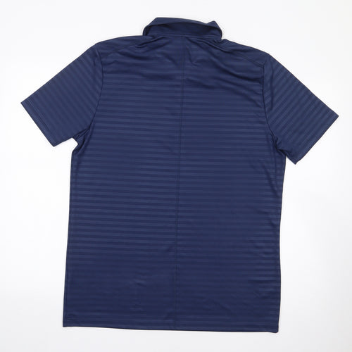 Nike Mens Blue Striped Polyester  Polo Size M Collared Pullover - Dri Fit