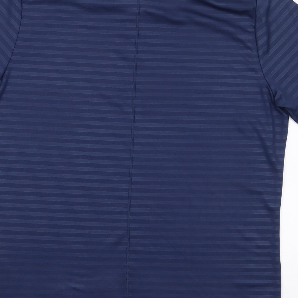 Nike Mens Blue Striped Polyester  Polo Size M Collared Pullover - Dri Fit