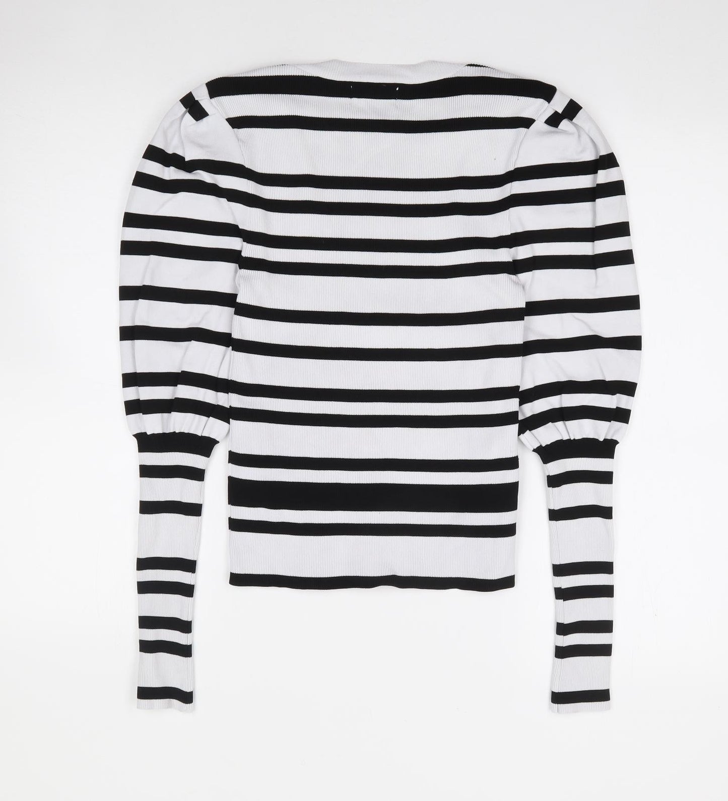 Only Womens Ivory Crew Neck Striped Polyamide Pullover Jumper Size 2XS