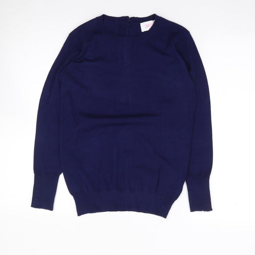 Savioa Womens Blue Crew Neck  Viscose Pullover Jumper Size XS