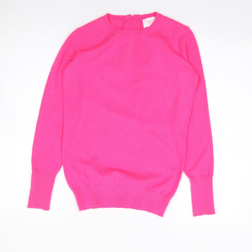 Savioa Womens Pink Crew Neck  Viscose Pullover Jumper Size 2XS