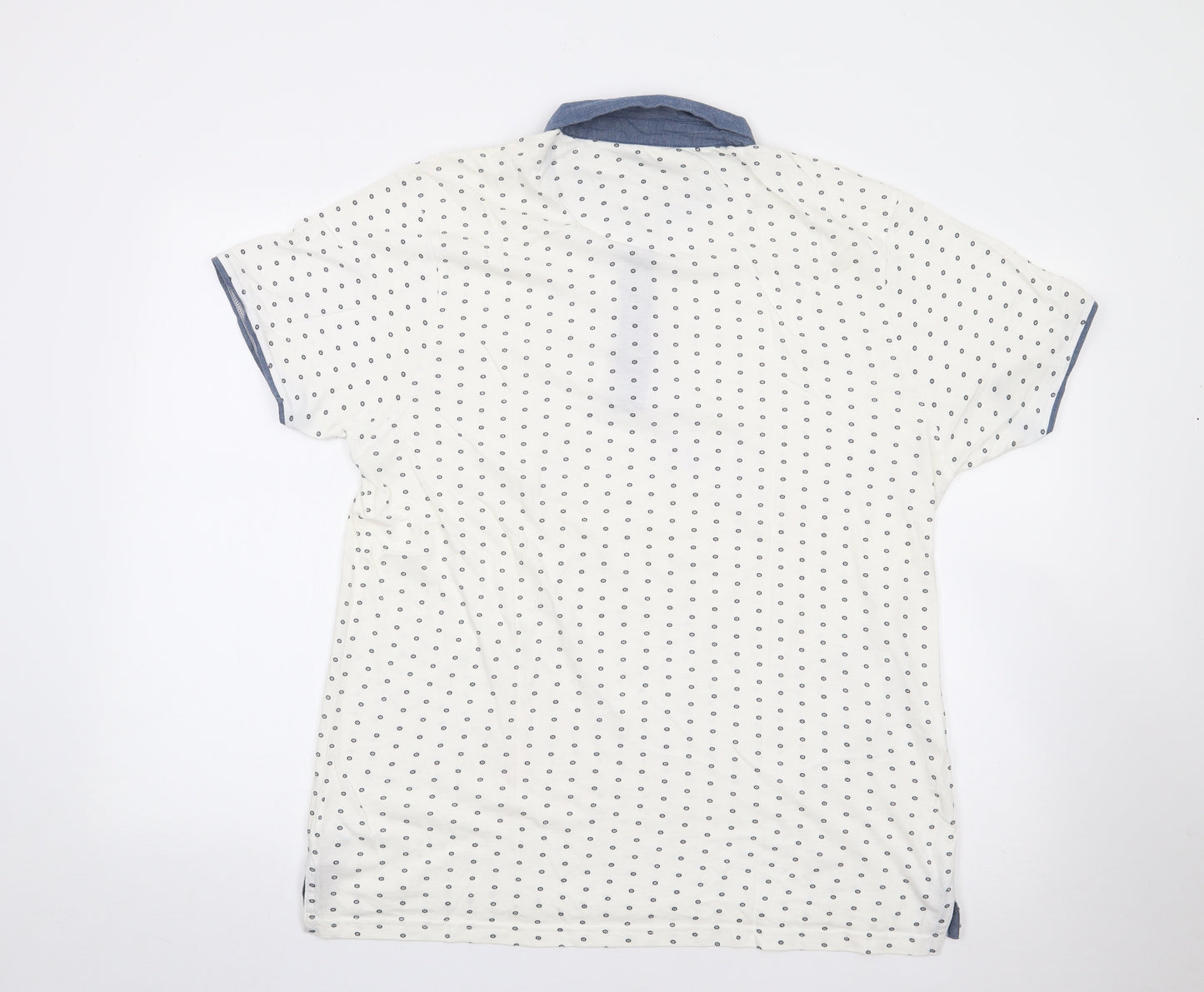Red Herring Mens Ivory Geometric 100% Cotton  Polo Size L Collared Pullover