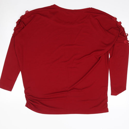 Missgood Womens Red  Viscose Jersey T-Shirt Size L Round Neck - Batwing