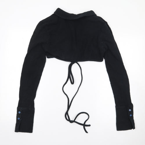 Pretty Little Thing Womens Black  Polyester Cropped T-Shirt Size 10 V-Neck