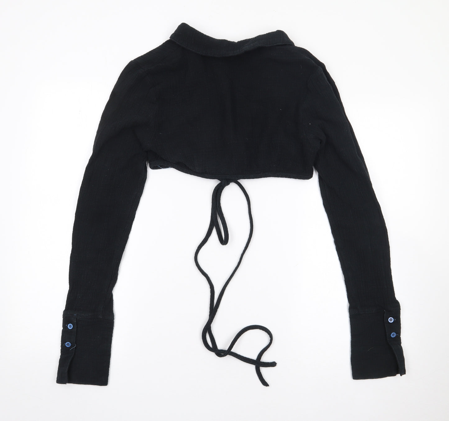 Pretty Little Thing Womens Black  Polyester Cropped T-Shirt Size 10 V-Neck