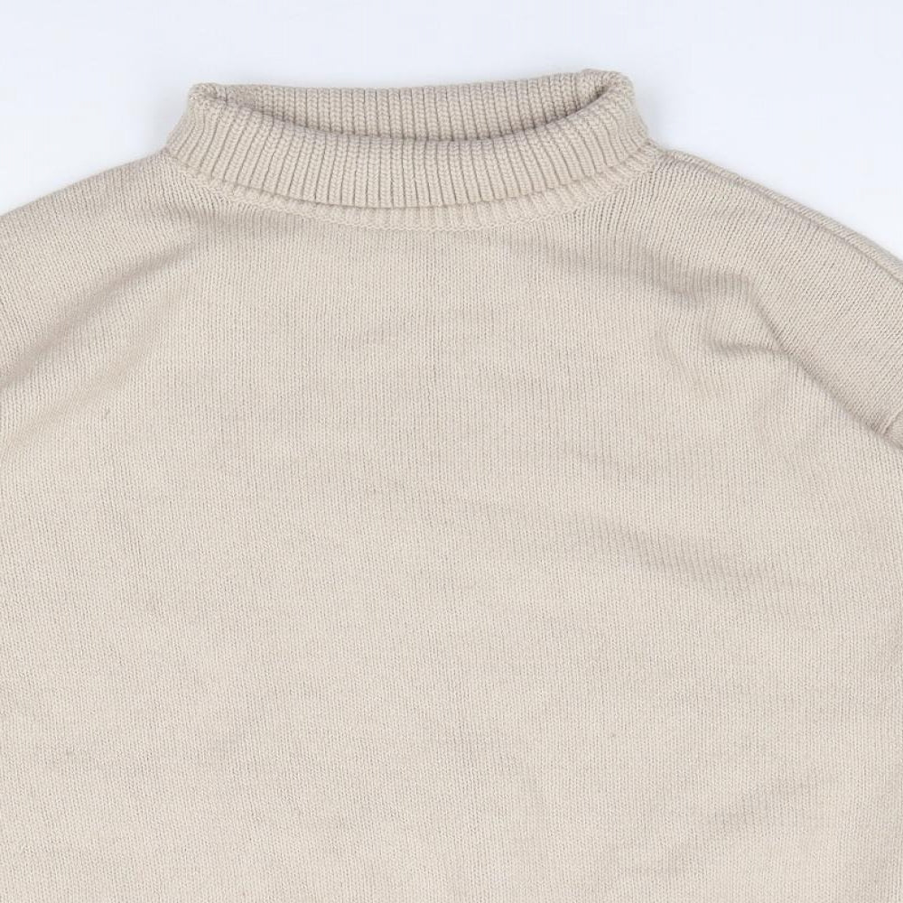H&M Womens Beige Roll Neck  Polyester Tunic Jumper Size S