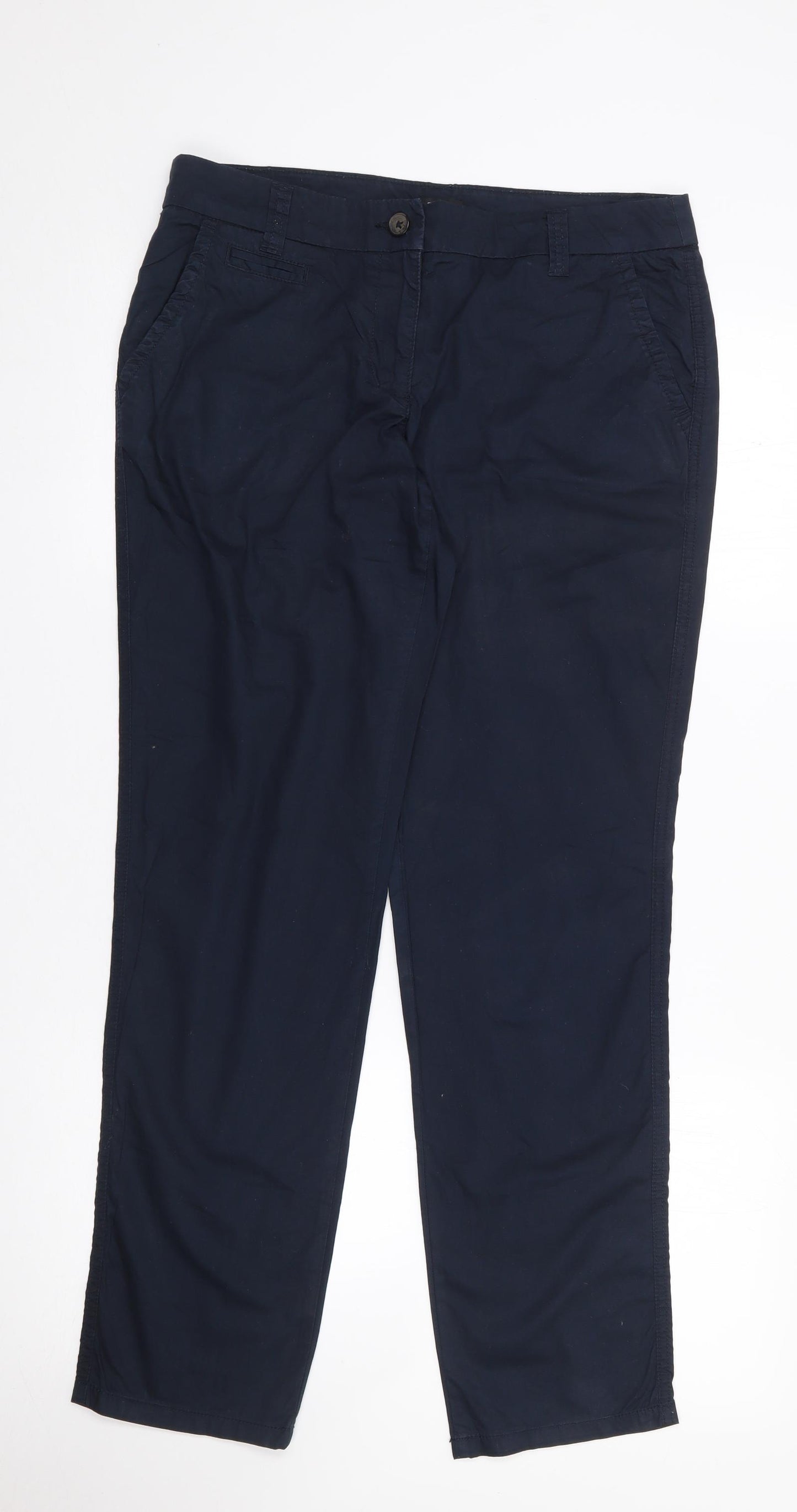 F&F Womens Blue  Cotton Trousers  Size 10 L29 in Regular Zip