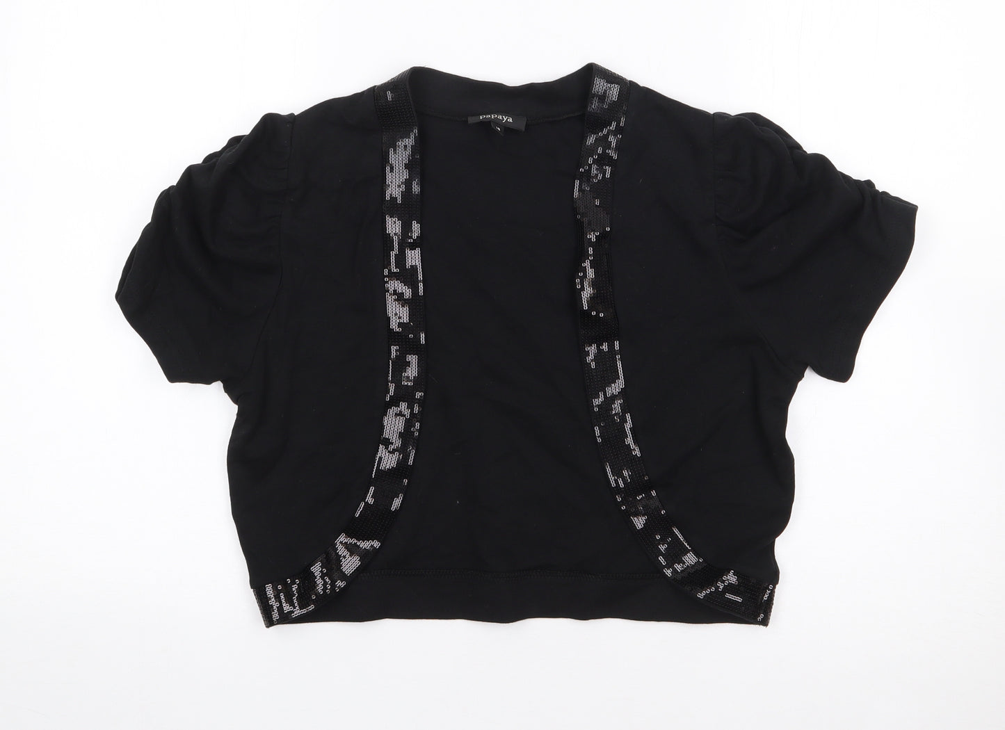 Papaya Womens Black V-Neck  Cotton Cardigan Jumper Size 18   - Bolero