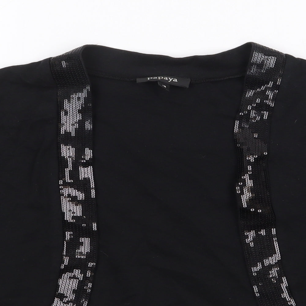 Papaya Womens Black V-Neck  Cotton Cardigan Jumper Size 18   - Bolero
