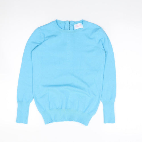 Savioa Womens Blue Crew Neck  Viscose Pullover Jumper Size XS