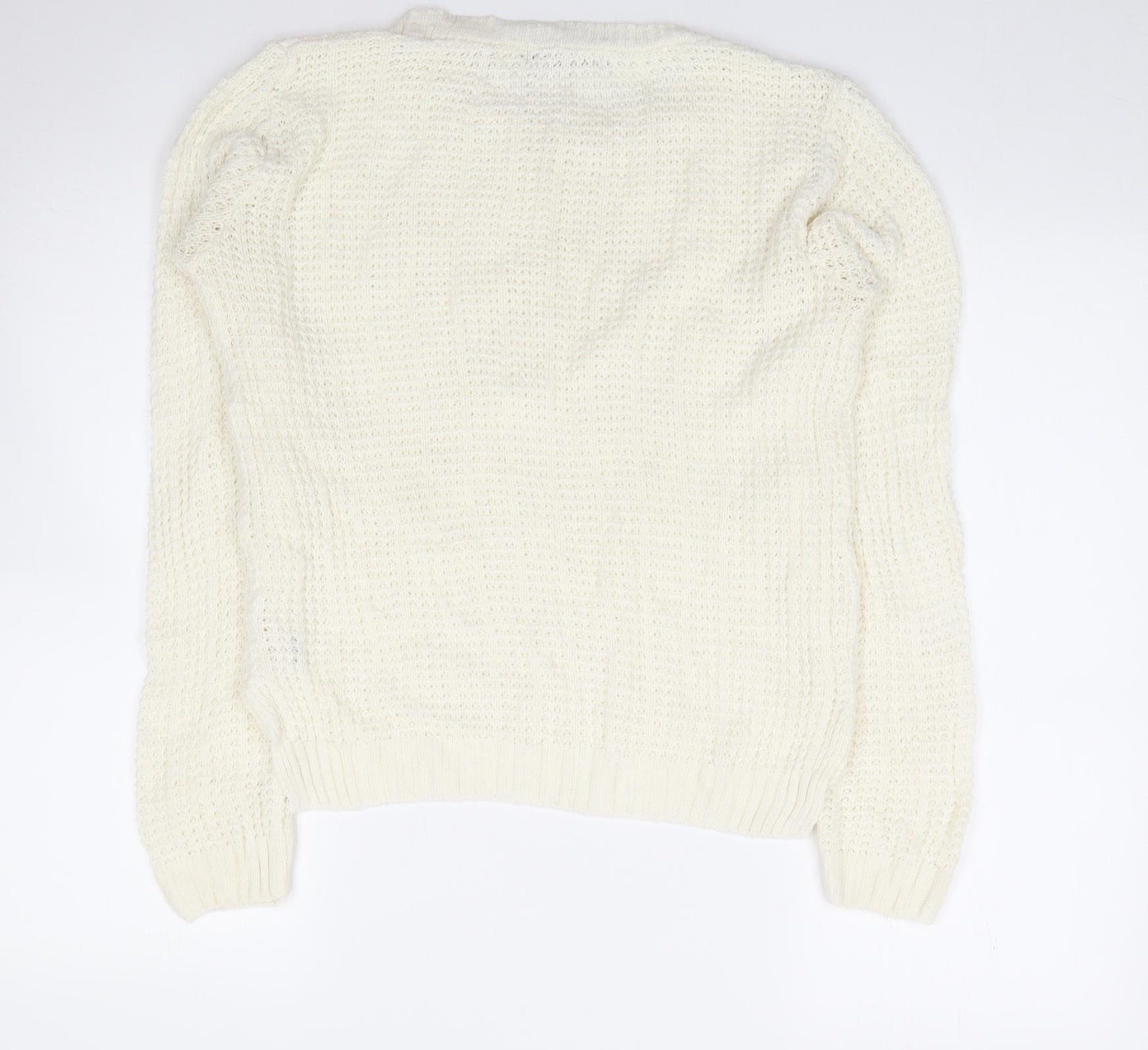 Select Womens Ivory Round Neck  Acrylic Pullover Jumper Size 12
