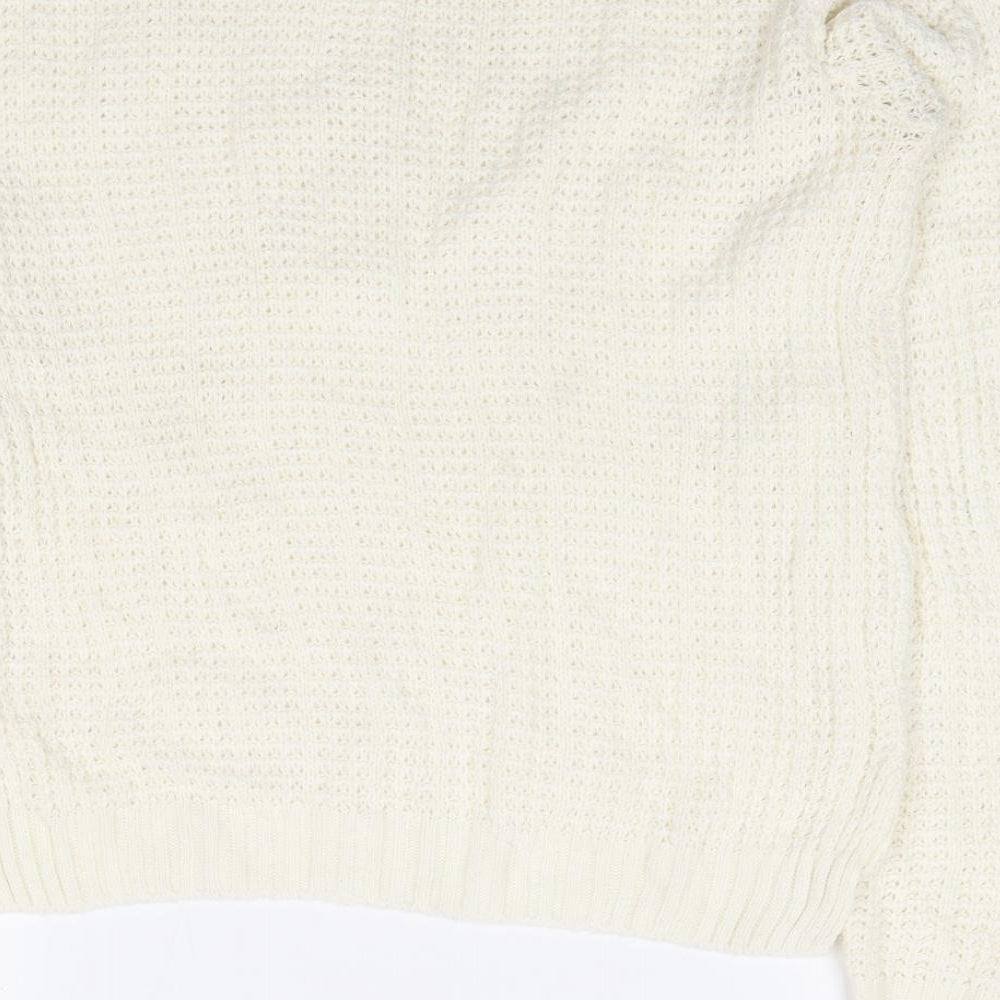 Select Womens Ivory Round Neck  Acrylic Pullover Jumper Size 12