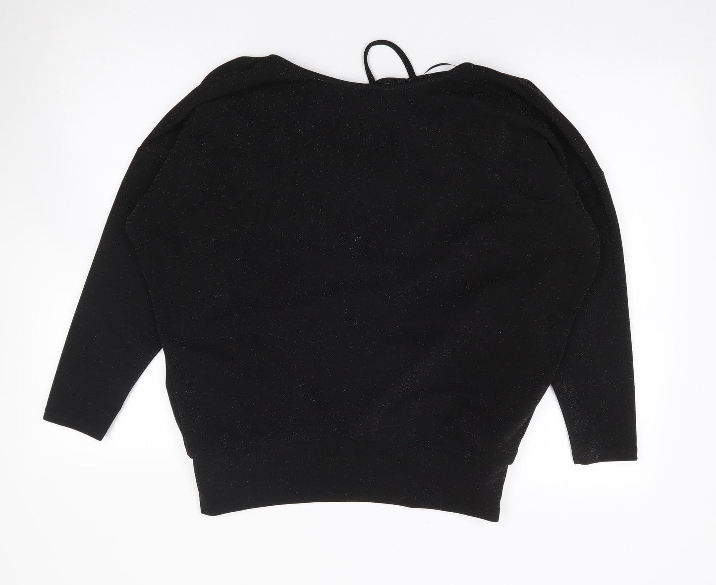 New Womens Black Boat Neck  Polyester Pullover Jumper Size 10   - Batwing