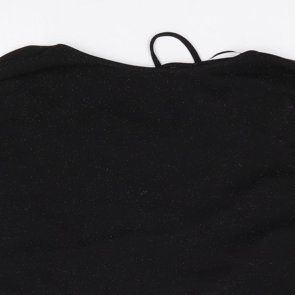 New Womens Black Boat Neck  Polyester Pullover Jumper Size 10   - Batwing