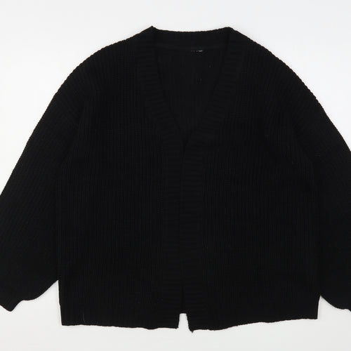 Preworn Womens Black V-Neck  Acrylic Cardigan Jumper Size 12