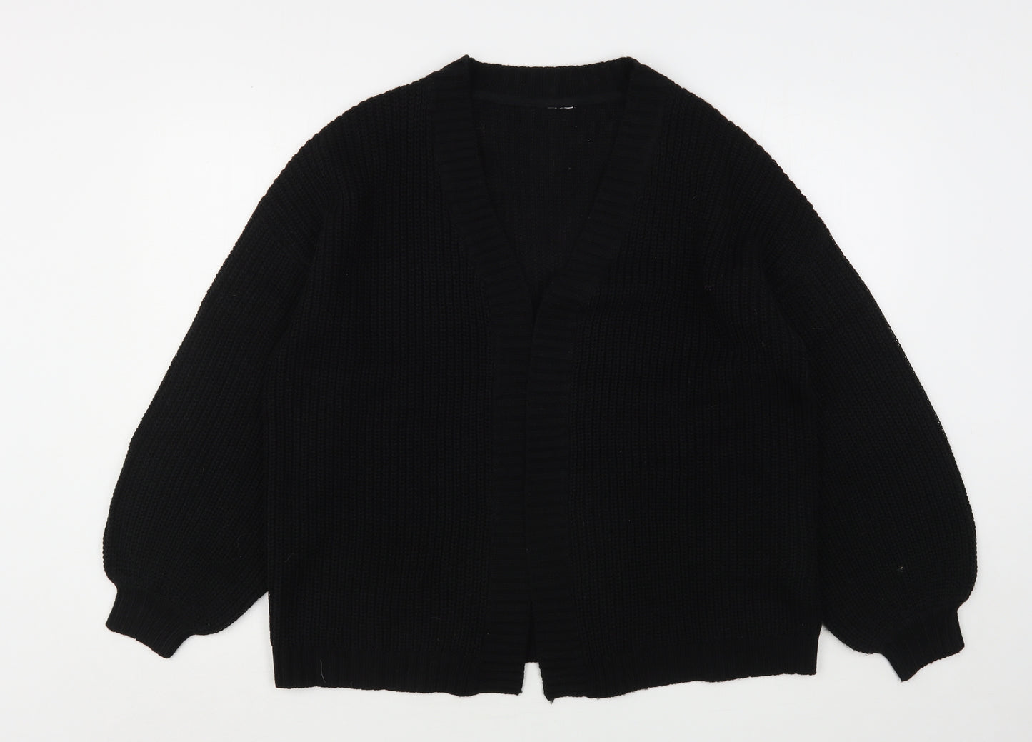 Preworn Womens Black V-Neck  Acrylic Cardigan Jumper Size 12