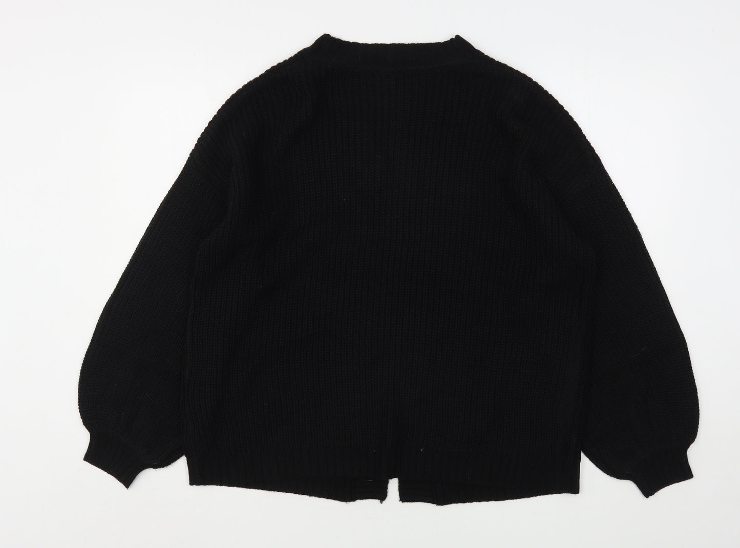 Preworn Womens Black V-Neck  Acrylic Cardigan Jumper Size 12