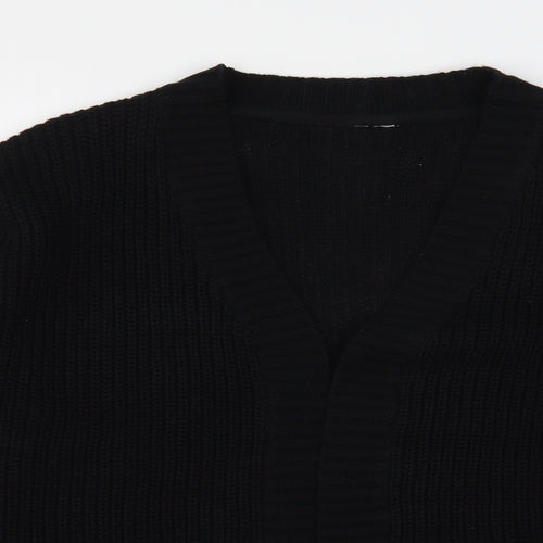 Preworn Womens Black V-Neck  Acrylic Cardigan Jumper Size 12