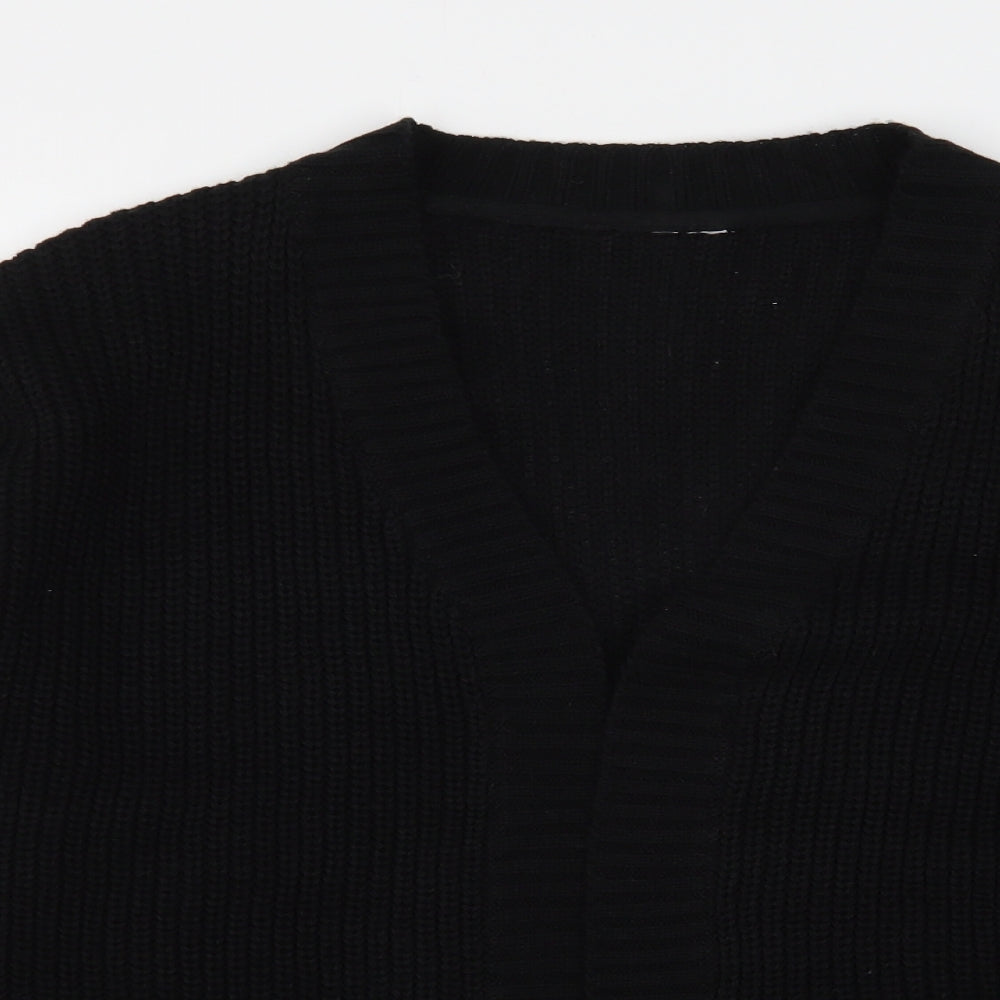 Preworn Womens Black V-Neck  Acrylic Cardigan Jumper Size 12