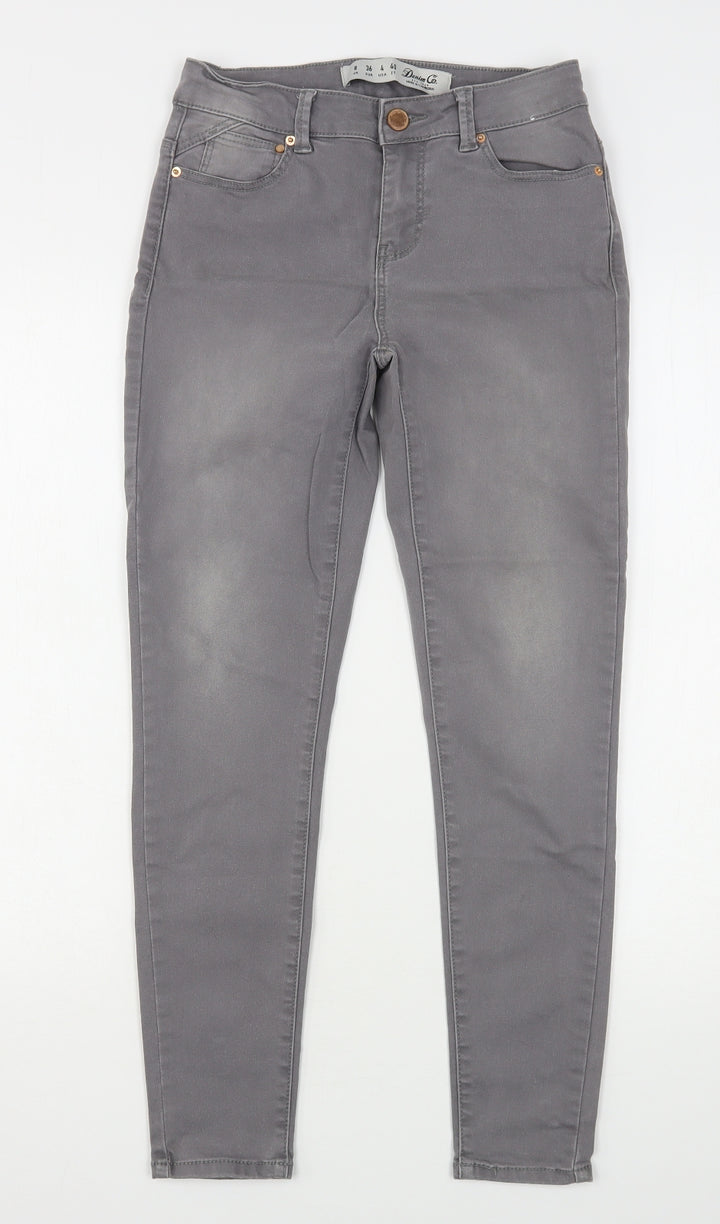 Denim & Co. Womens Grey Cotton Skinny Jeans Size 8 L27 in Regular