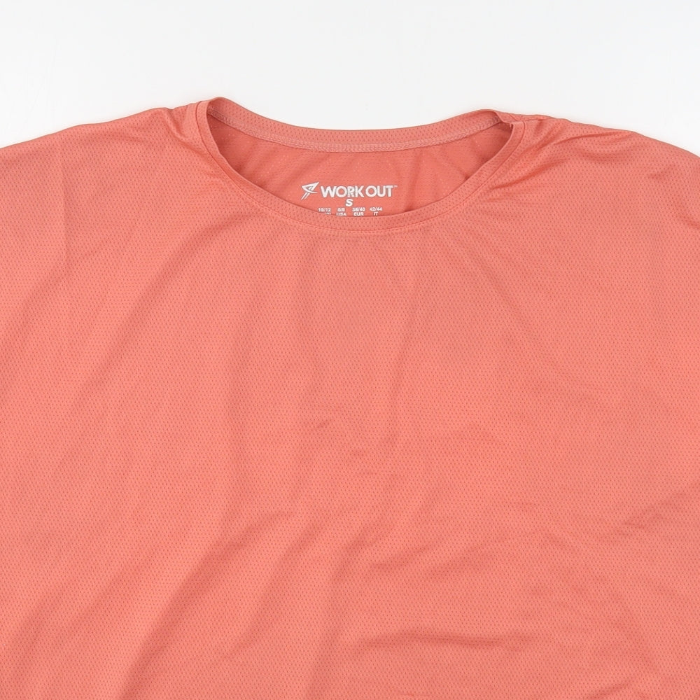 Workout Womens Pink  Polyester Basic T-Shirt Size 10 Round Neck