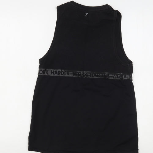 Workout Womens Black  Cotton Basic Tank Size 10 Round Neck