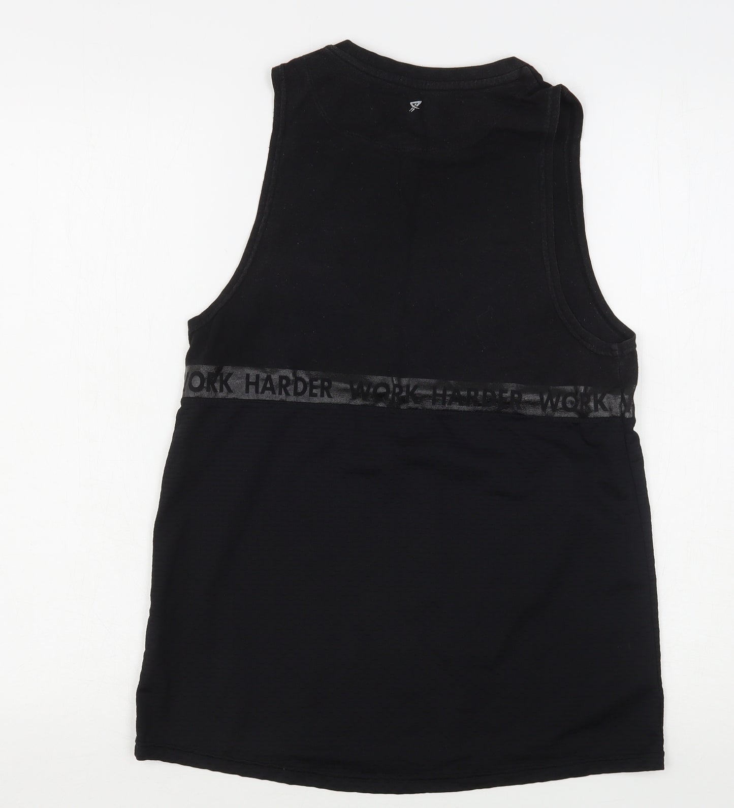 Workout Womens Black  Cotton Basic Tank Size 10 Round Neck