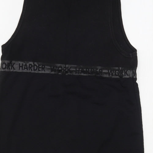 Workout Womens Black  Cotton Basic Tank Size 10 Round Neck
