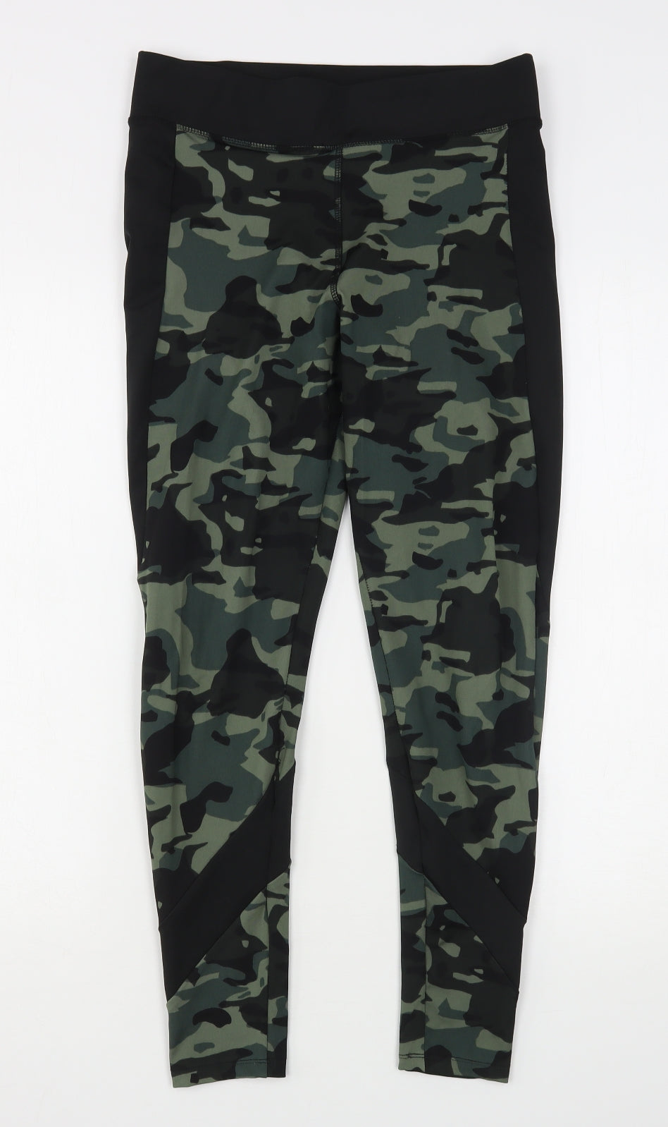F&F Womens Green Camouflage Polyester Compression Leggings Size 12 L27 in Regular