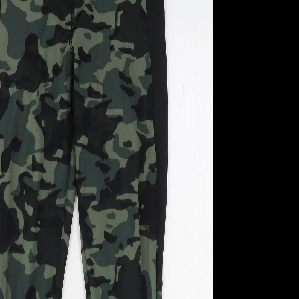 F&F Womens Green Camouflage Polyester Compression Leggings Size 12 L27 in Regular