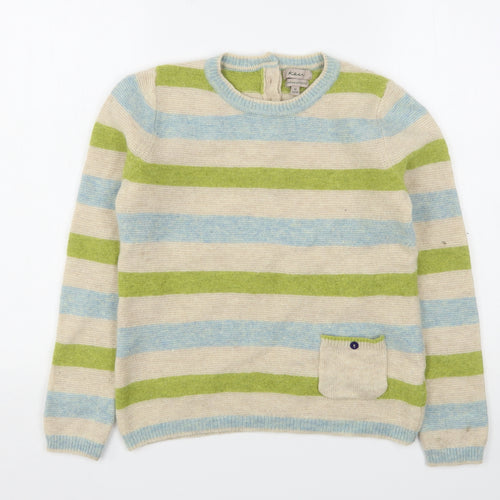 Kew  Womens Multicoloured Round Neck Striped Wool Pullover Jumper Size 12