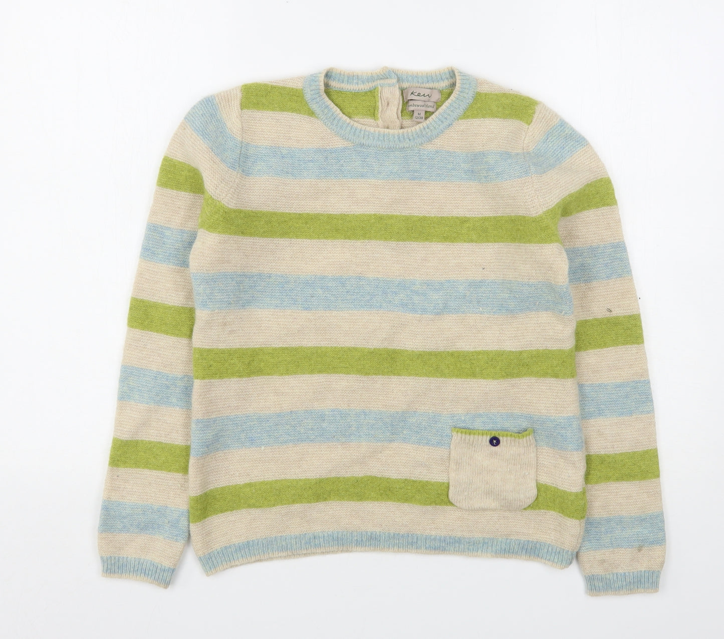 Kew  Womens Multicoloured Round Neck Striped Wool Pullover Jumper Size 12