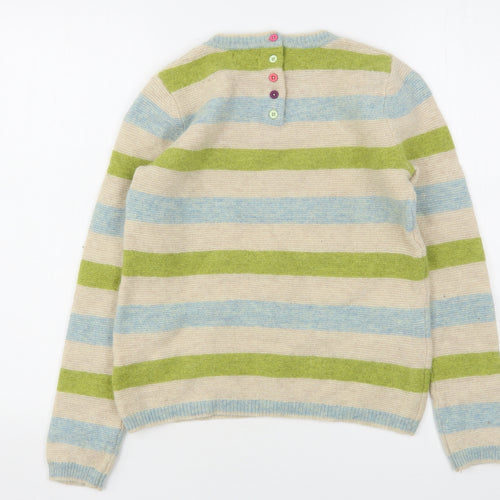 Kew  Womens Multicoloured Round Neck Striped Wool Pullover Jumper Size 12