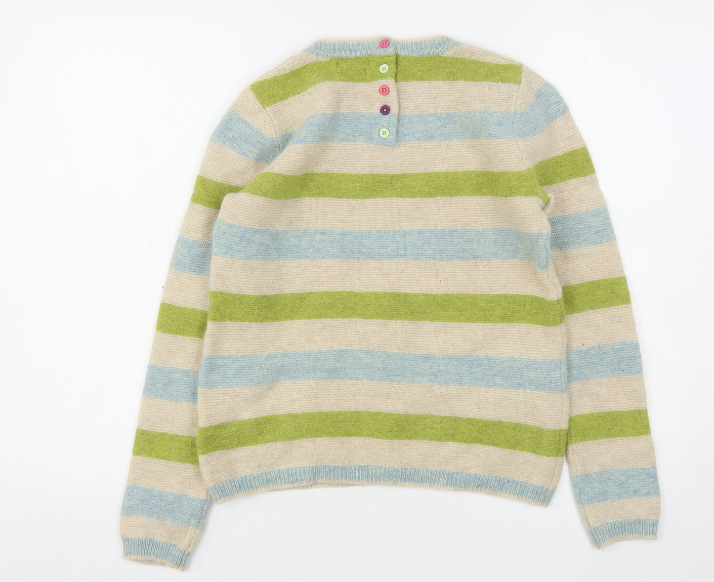 Kew  Womens Multicoloured Round Neck Striped Wool Pullover Jumper Size 12