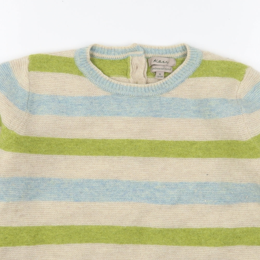 Kew  Womens Multicoloured Round Neck Striped Wool Pullover Jumper Size 12