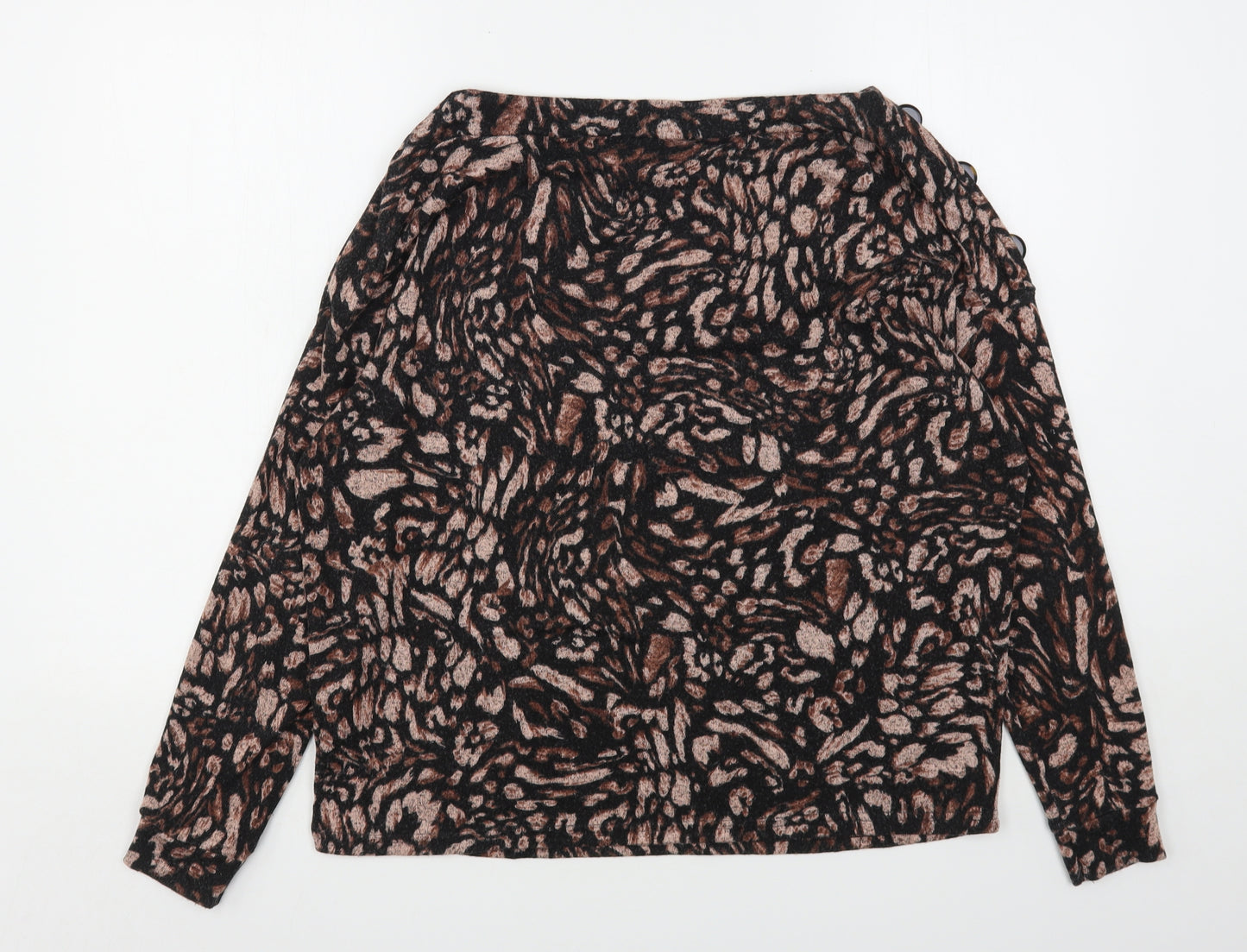 Dorothy Perkins Womens Brown Round Neck Animal Print Viscose Pullover Jumper Size 12