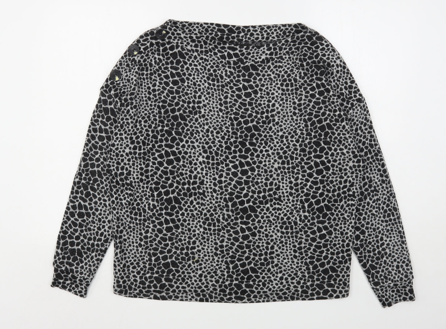 Dorothy Perkins Womens Black Round Neck Animal Print Polyester Pullover Jumper Size 14